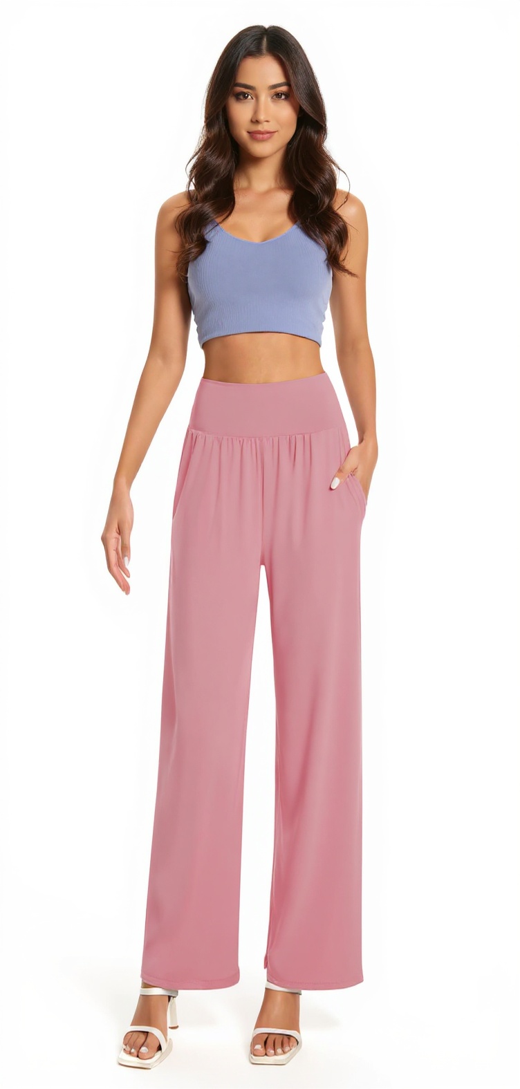 Wide-Leg Yoga Pants in Lemonadepink — High Rise Only style look